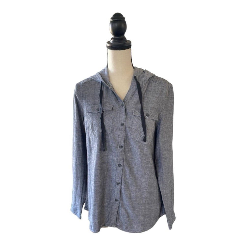 ♥️Boston Trader♥️ long sleeve hooded draw string button up  blouse size (Small)